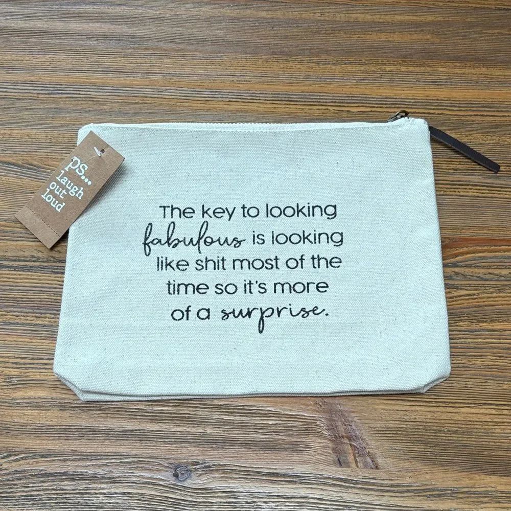 Stylish Cream Canvas Cosmetic Bag by